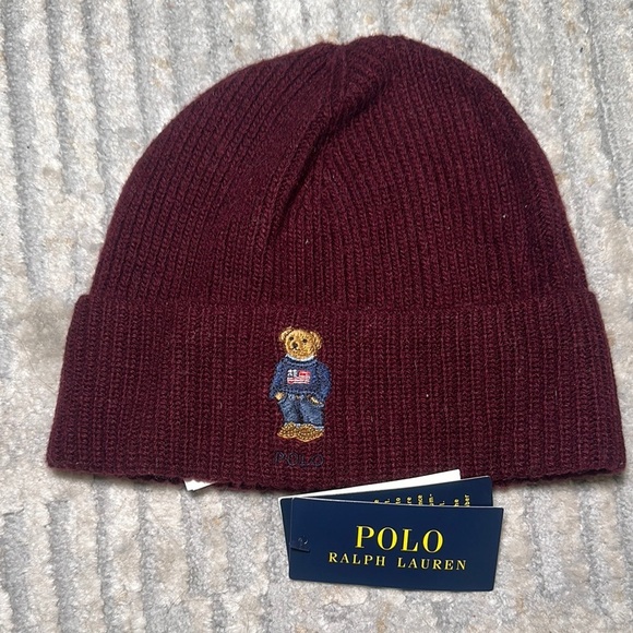 NWT POLO RALPH LAUREN Men's Rib Knit American flag
 POLO BEAR Beanie Hat - Picture 1 of 4